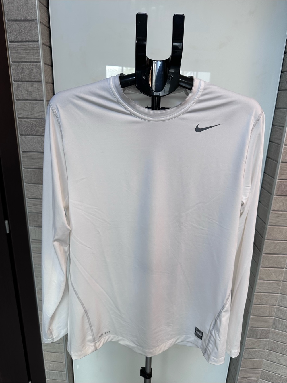 Nike Men’s Pro Combat Dri-FIT Core Fitted Long Sleeve Crew Shirt - White